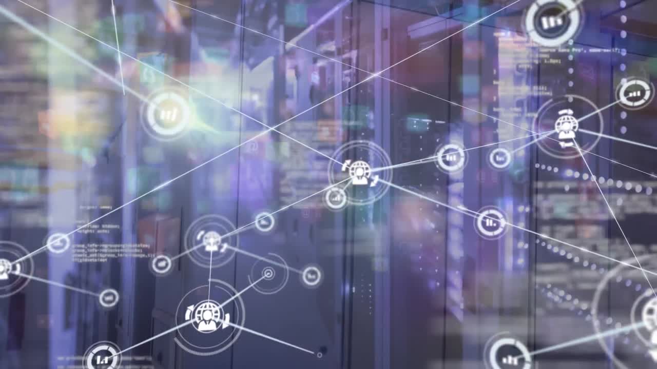 서버  ⁇ 을 통한 연결 네트워크의 애니메이션