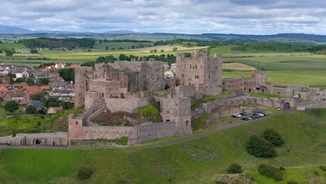 Aerial-footage-of-Bamburgh-Castle-in-summer