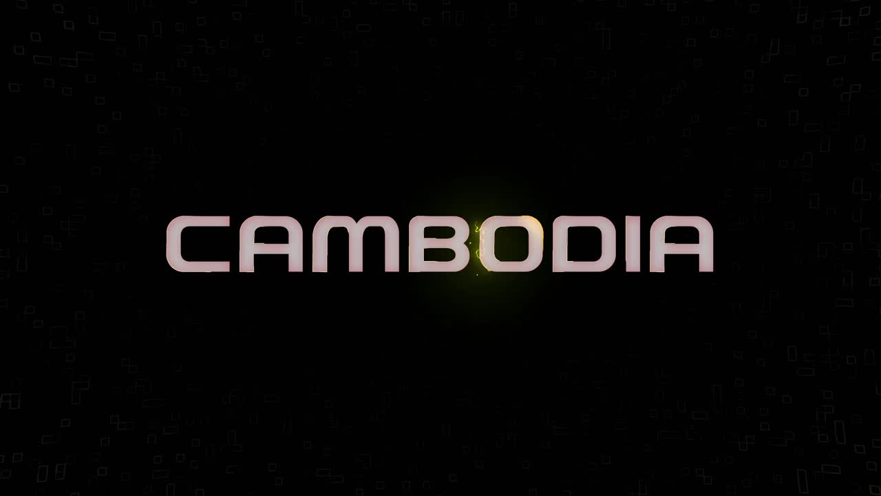 Grafica animata CAMBOGIA elettrificata lampeggiante in bianco, giallo e nero