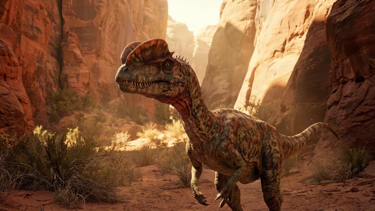 Dilophosaurus i en kløft