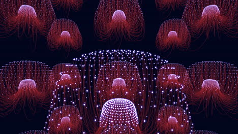 Glowing-red-jellyfish-illuminate-the-dark-waters