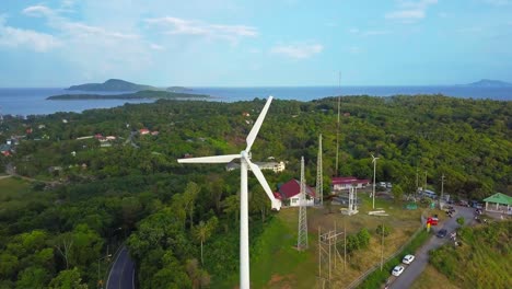 aerial drone shot: aerial 4k birds eye view on wind power / windmill