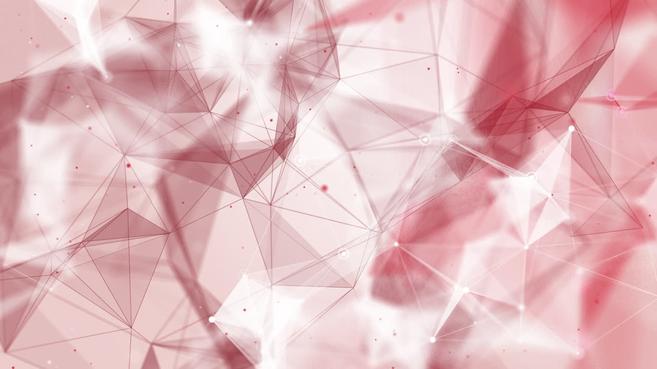 Abstract plexus motion graphic red plexus lines with dots in space. Triangle geometrical polygonal structure. Looped.