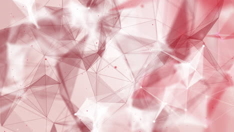 abstract plexus motion graphic red plexus lines with dots in space. triangle geometrical polygonal structure. looped.