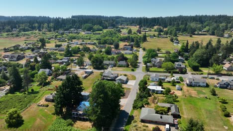 drone shot of the community of homes in clinton, washington