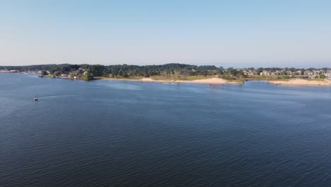 a marina as seen from over muskegon lake