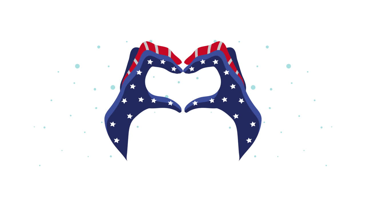 Hands Forming a Heart Shape with American Flag Design
