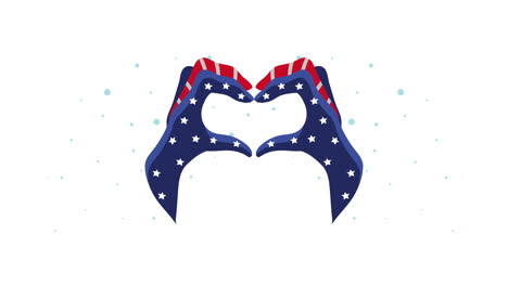 hands forming a heart shape with american flag design