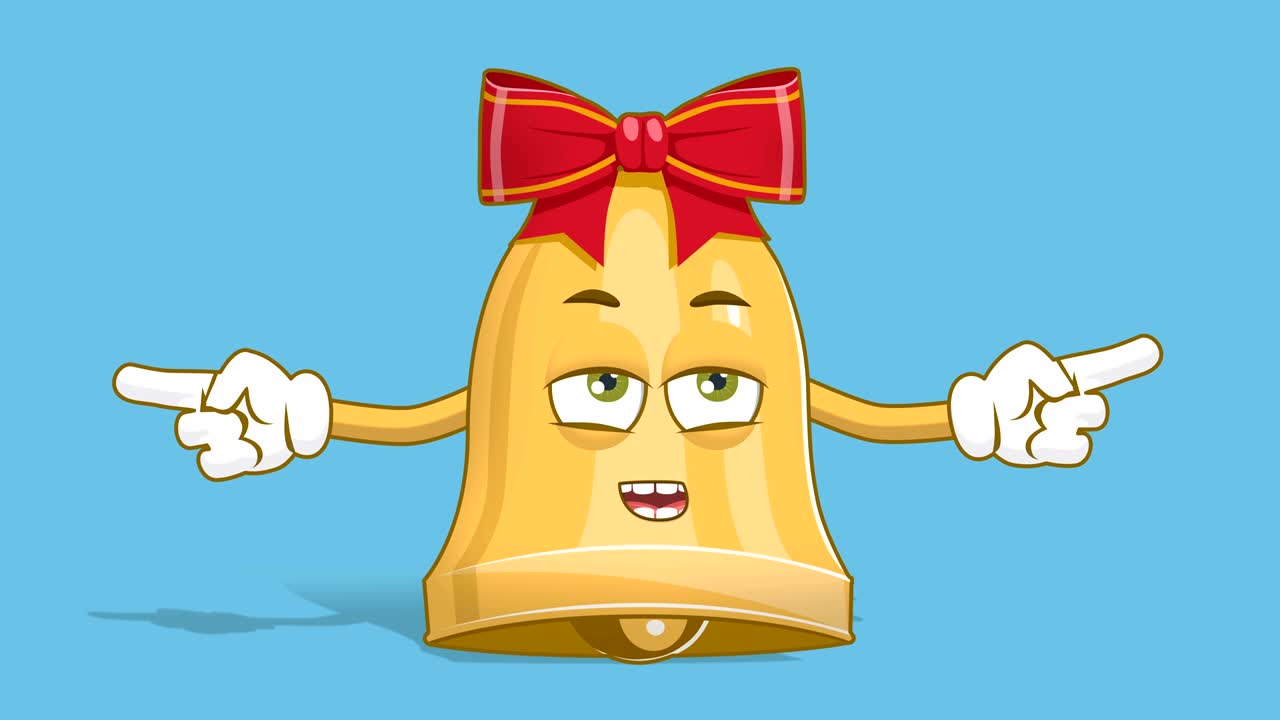 만화 크리스마스 벨 불행한 더블 포인터 얼굴 애니메이션 알파 매트