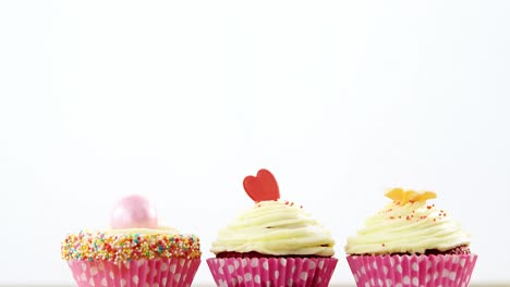 close-up of delicious cupcake in tray