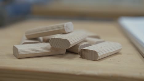 dominos stacked ready to be used for woodworking joints