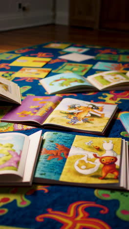 children's books on the floor