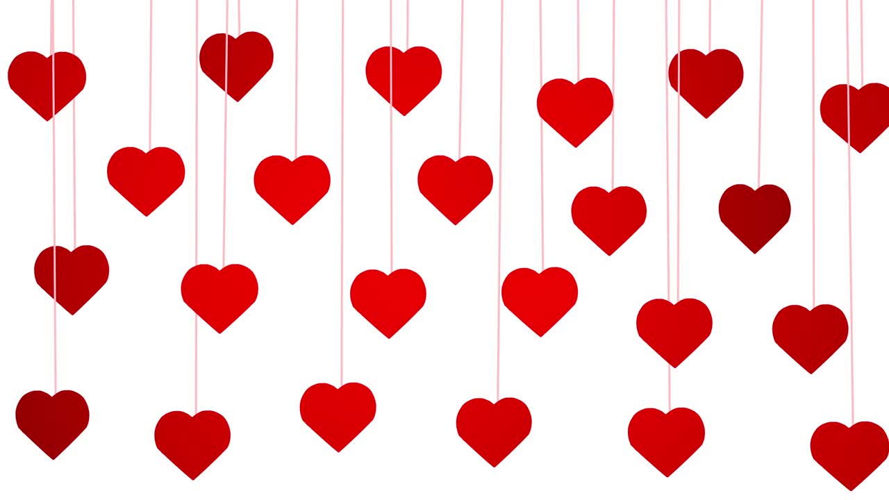 은 심장 모양이 가닥에 매달려 있습니다.