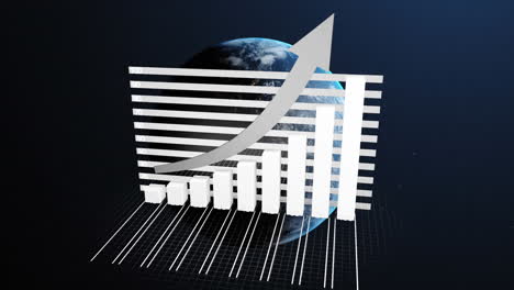 animation of data processing and statistics over globe