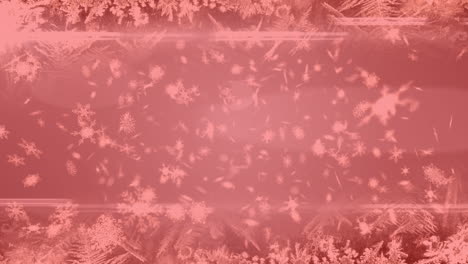 múltiples iconos de copos de nieve flotando y rastros de luz contra un fondo rosa