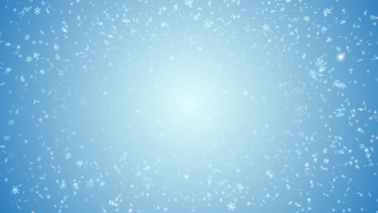4K Abstract Animation of christmas and snowflakes falling on Blue background.