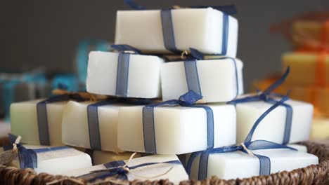 stacked gift soap in basket