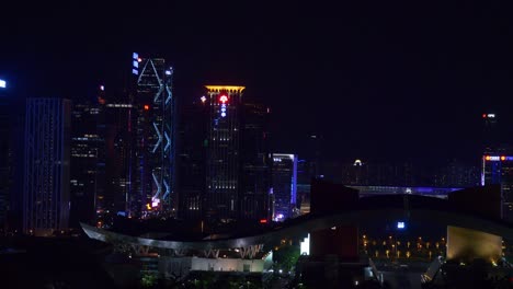 night time shenzhen city downtown park view point panorama 4k china