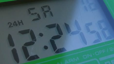 closeup view of a digital clock with minutes and seconds passing