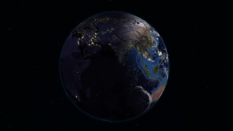 realistic earth rotating in space (loop). on the planet earth is visible the change of day and night