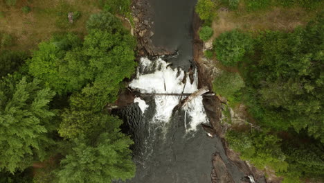 aerial view push in river rapids fast dangerous water stream flow day