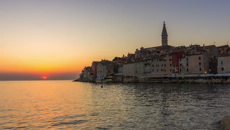 Time-Lapse-Sunset-at-Rovinj,-Croatia