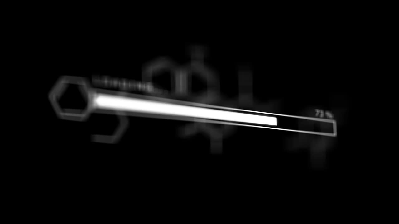 animación de la barra de carga 3d. bar de carga de progreso futurista 0-100 por ciento en fondo negro.