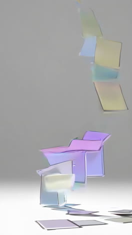 abstract composition of floating colored shapes