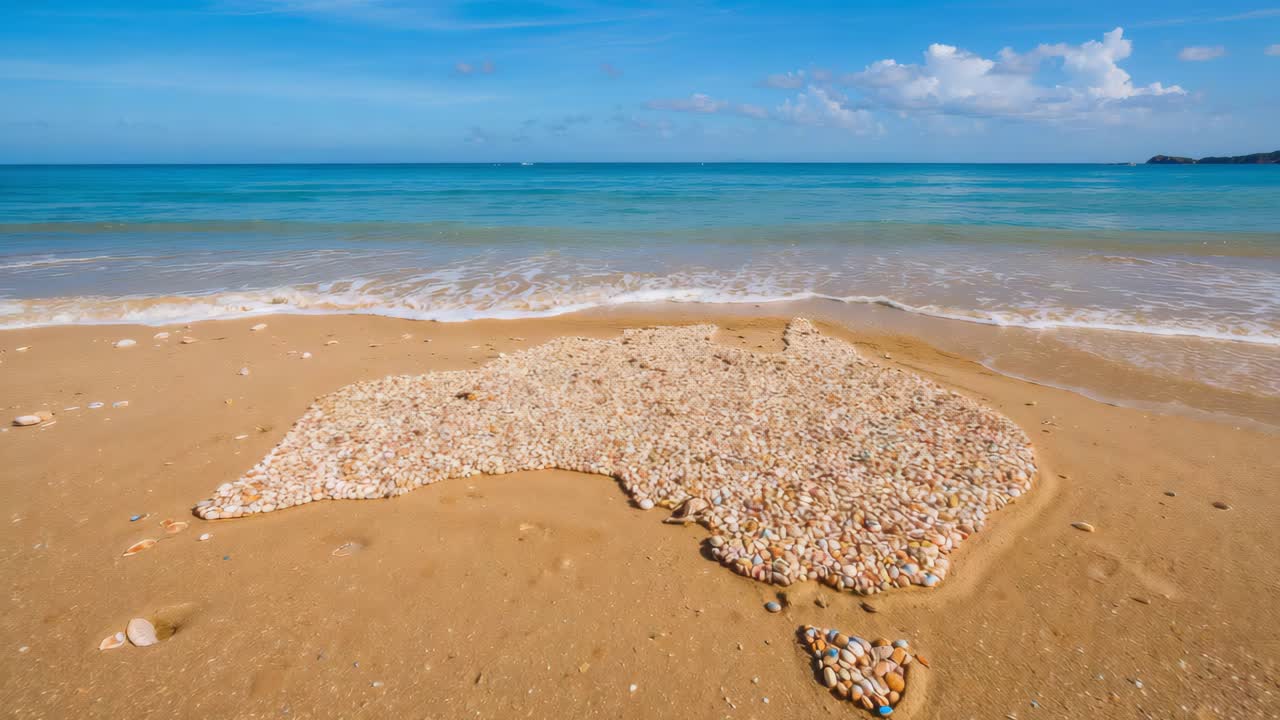 Australia shaped with stones on the beach