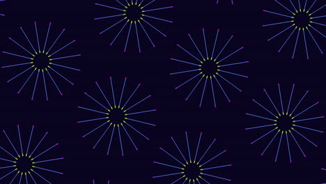 Circular pattern of multicolored lines on black background
