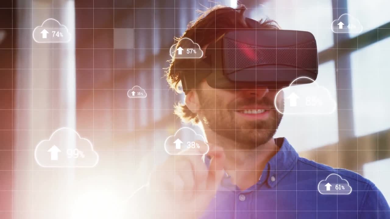 Man wearing virtual goggles