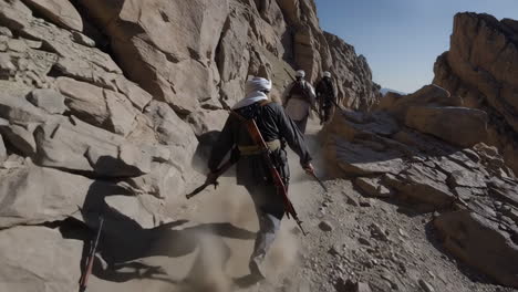 soldiers on a mountainous terrain