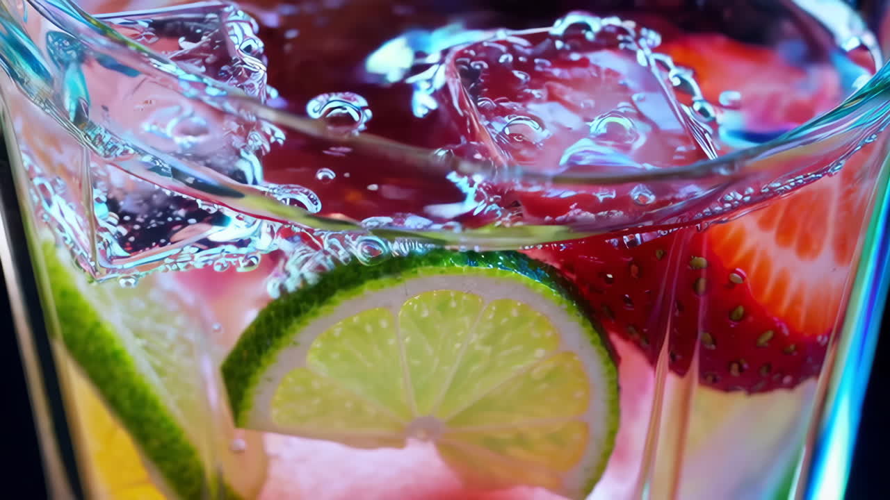 Colorful Strawberry Lime Cocktail