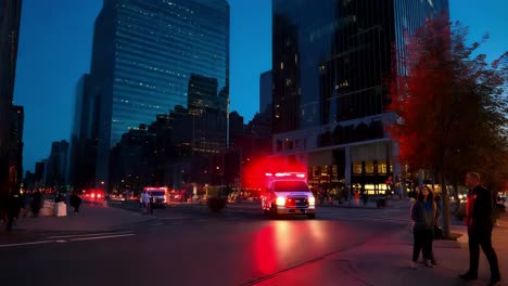 ambulance in a city at night