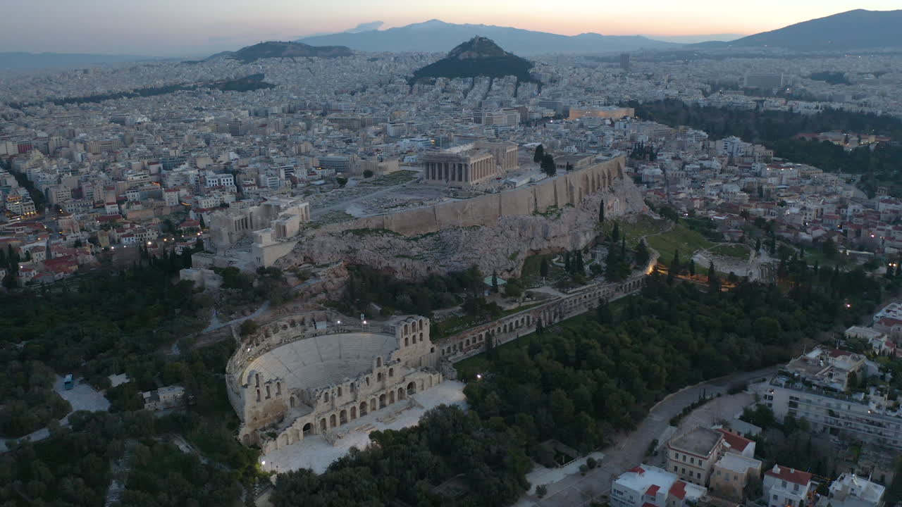 Aerial View of Acropolis in Athens at Dawn