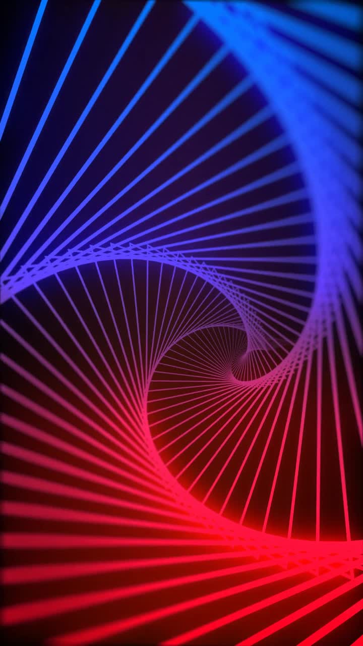 Abstraktní spirála s červenými a modrými neonovými liniemi