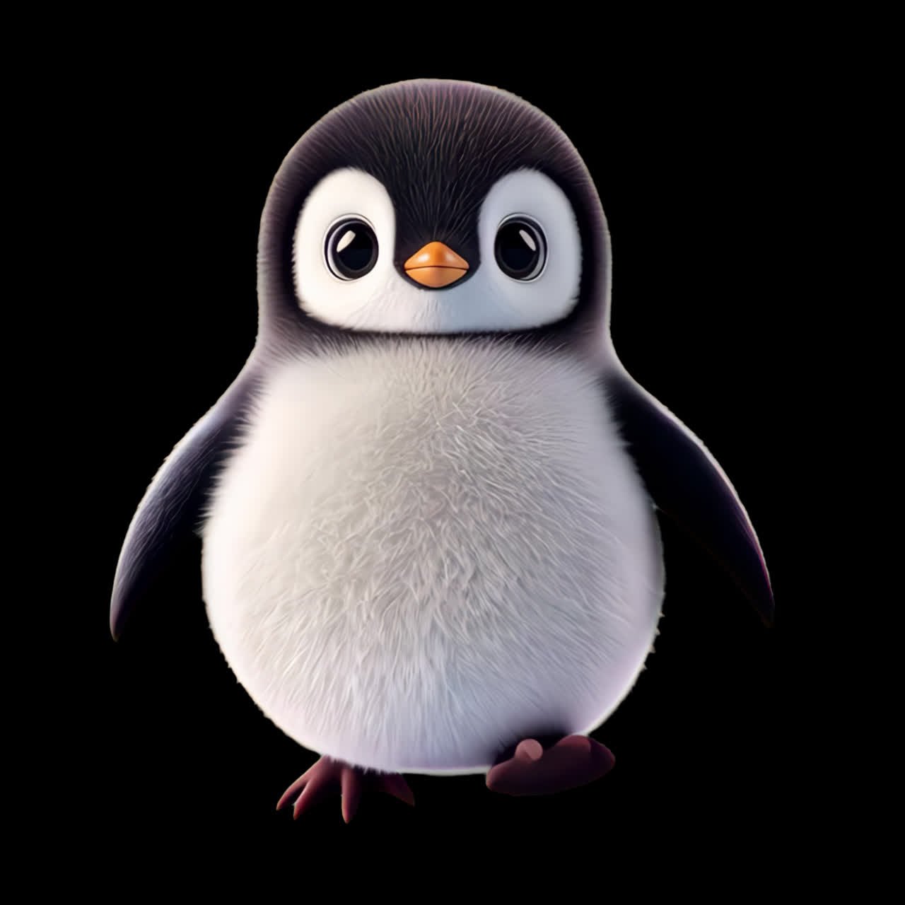 Adorable cartoon penguin illustration animation isolated asset, transparent 4K video, alpha channel