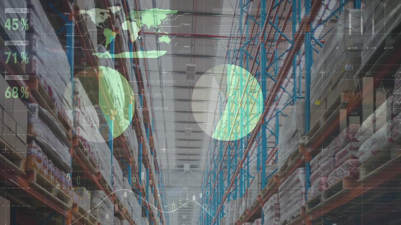 animación del procesamiento de datos financieros en el almacén