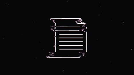 el icono del documento es ruido vintage, el glitch es una mala animación de señal.