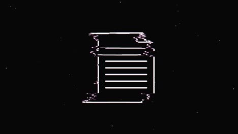 document icon vintage noise, glitch bad signal animation.