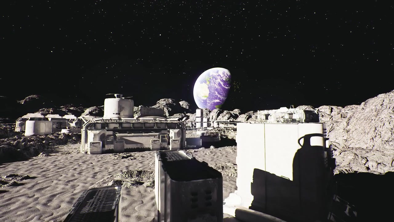 Ferramentas de espaçonave para imagens da superfície lunar examinando o terreno lunar.