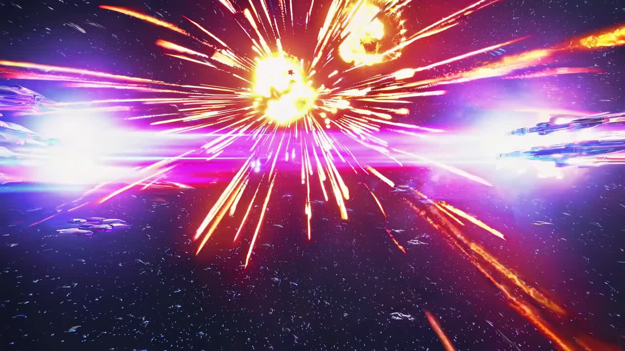 Futuristic space battle scene
