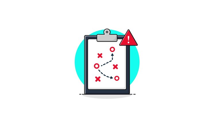Animated Illustration of Business Strategy Plan with Warning