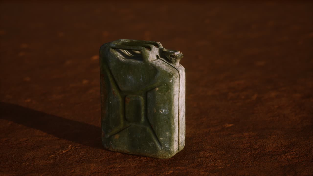 오래된 사막에서 녹은 연료 캔