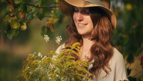 dreamy girl in hat closeup portrait