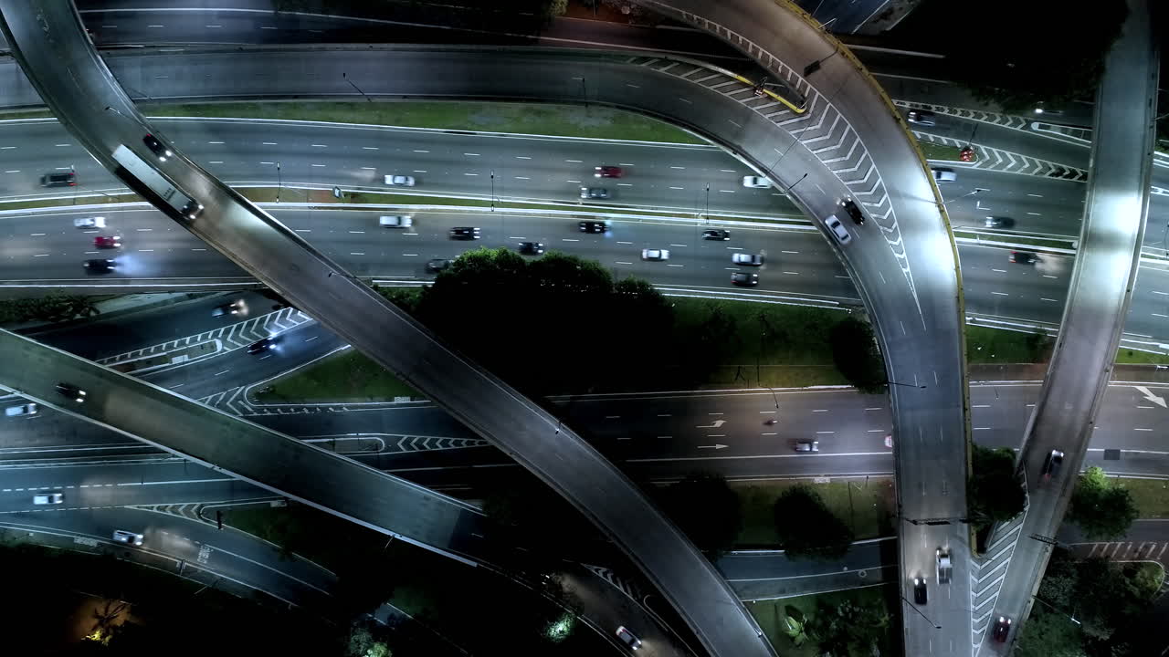 Aerial View Of The Traffic In The Biggest Avenue Of Sao Paulo, Sao Paulo,  Brazil Free Stock Video Footage Download Clips