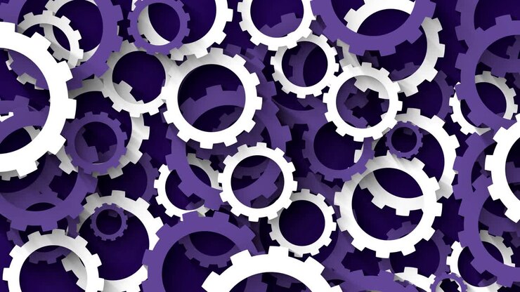 trendy industrial background with violet and white cogs