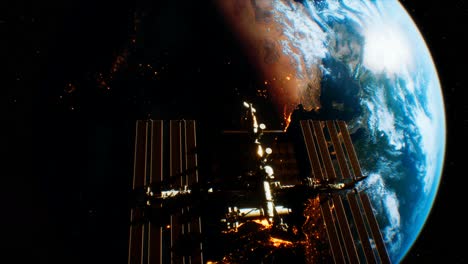 estación espacial internacional en el espacio ultraterrestre sobre la órbita del planeta tierra