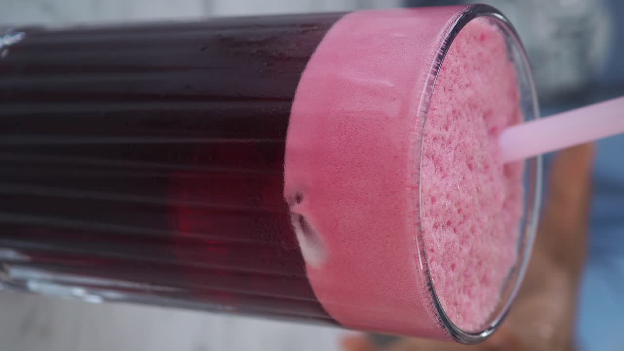 Close up of a foamy drink