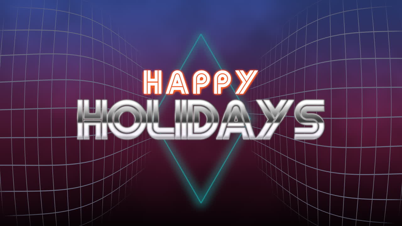 어두운 은하계에서 복고풍 모양과 그리드가 있는 행복한 휴일